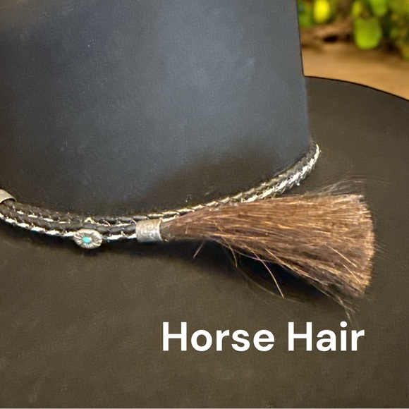 Dorfman Pacific Black Felt Western Hat Braided Band Horsehair Tassel 4” Brim USA - Picture 7 of 9